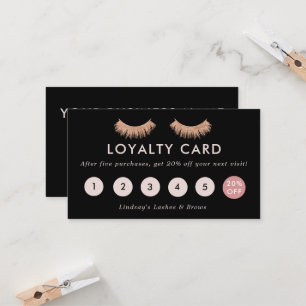Loyalty Card Eyelashes Makeup Artist Rose Gold