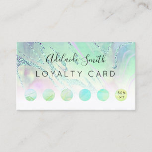 loyalty card FAUX holographic effect green fluid
