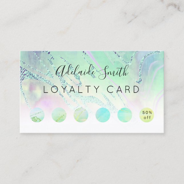 loyalty card FAUX holographic effect green fluid (Front)