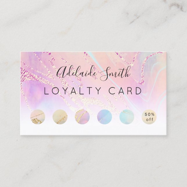 loyalty card FAUX holographic pink (Front)