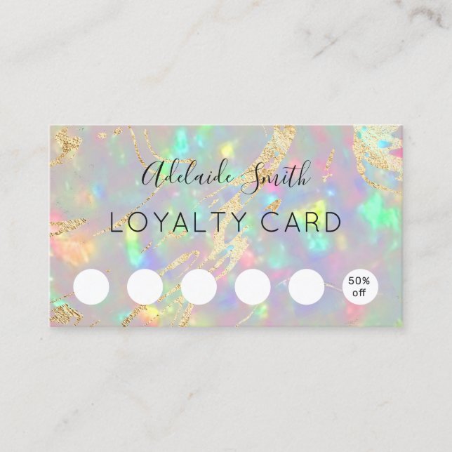 loyalty card faux iridescent crystal opal (Front)