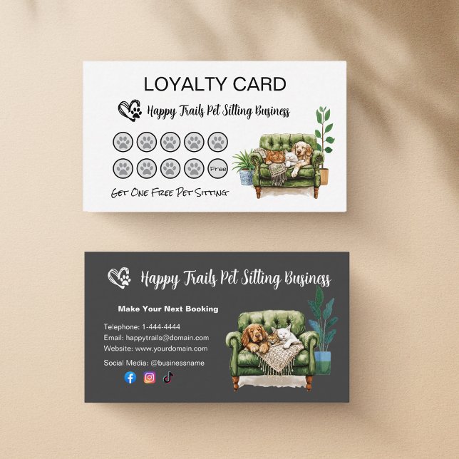 Loyalty Card for Pet Sitters and Dog Walkers (Pet Care Business Loyalty Card)