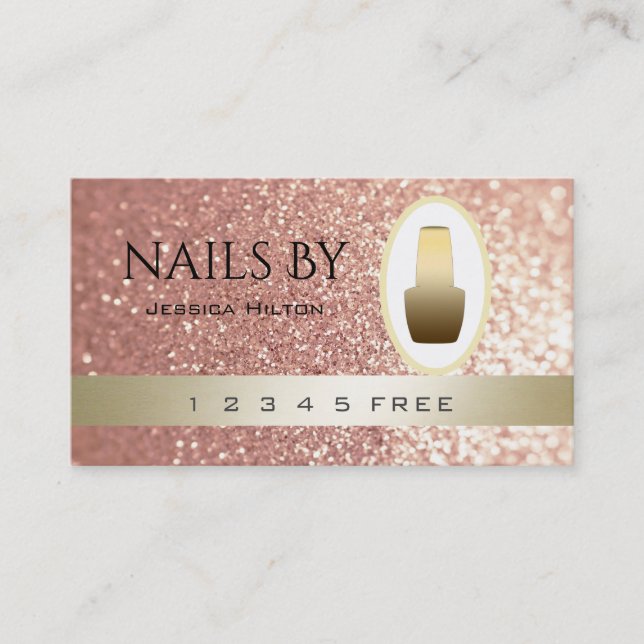 loyalty card glittery bokeh bright nail polish (Front)