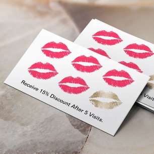 Loyalty Card Makeup Artist Red Lips Beauty Salon