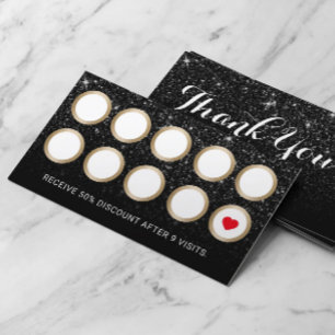 Loyalty Card   Modern Black Glitter Beauty Salon