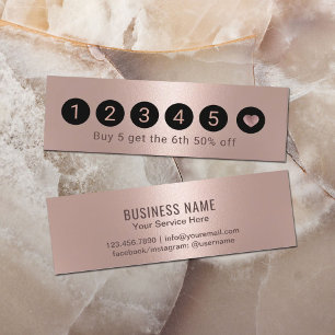 Loyalty Card   Modern Rose Gold Metallic 6 Punch