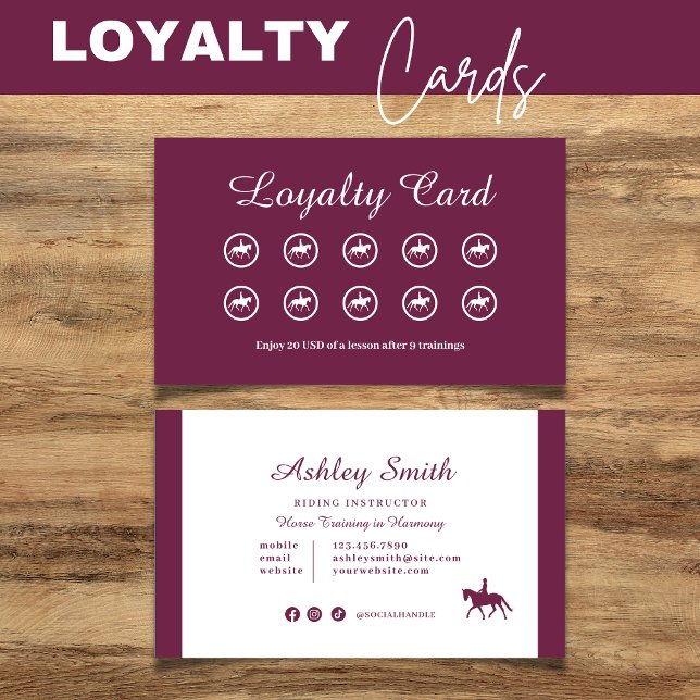 Loyalty Card Modern Trendy Horse Training (Modern Trendy Horse Training Loyalty Card Purple)