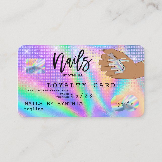 Loyalty Card Nails Credit Card Holographic (Front)