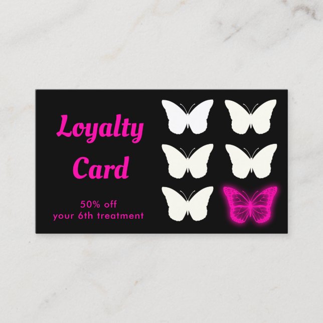 loyalty card neon pink butterfly (Front)