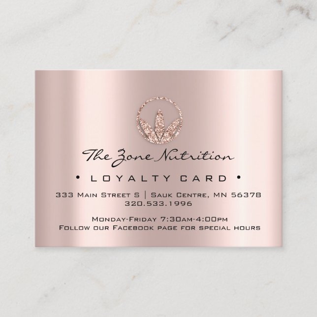 Loyalty Card Nutrition Health Herbs Rose 21 (Front)