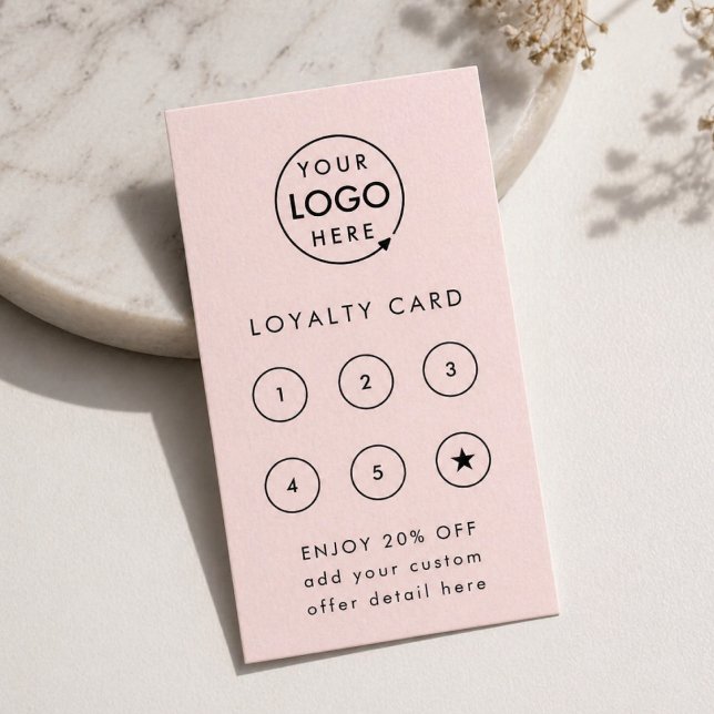 Loyalty Card | Pink Business Reward Punch Cards (An easy to customize loyalty card template for small business customer retention)