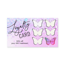 loyalty card purple faux glitter butterfly