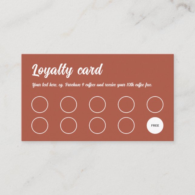 Loyalty Card, Retro professional terracotta brown (Front)