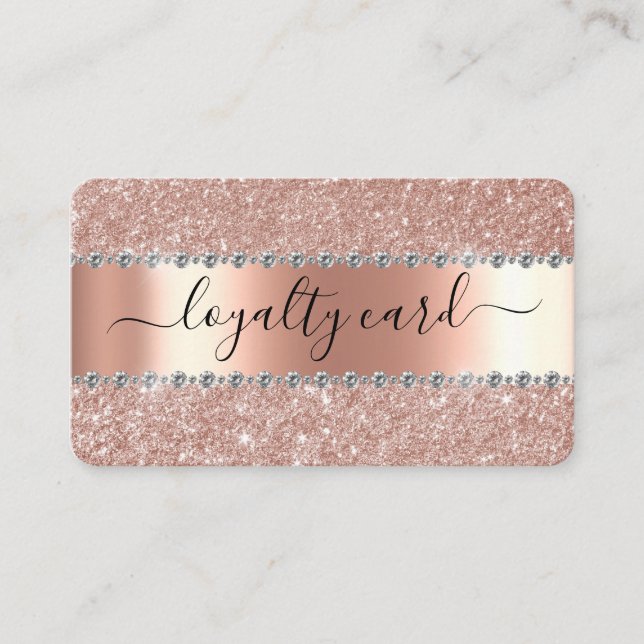 Loyalty Card Rose gold Glitter Handwritten (Front)