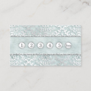 Loyalty Card Sage Green Glimmer Damask Silver