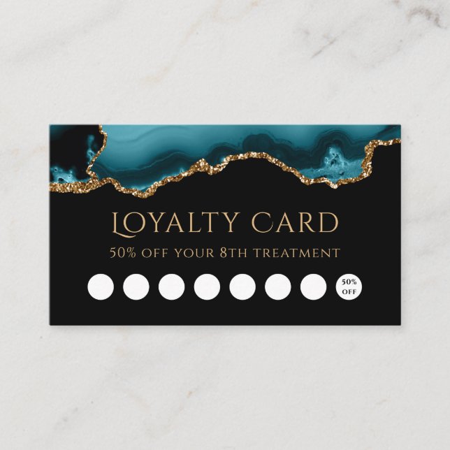 loyalty card teal and gold agate (Front)