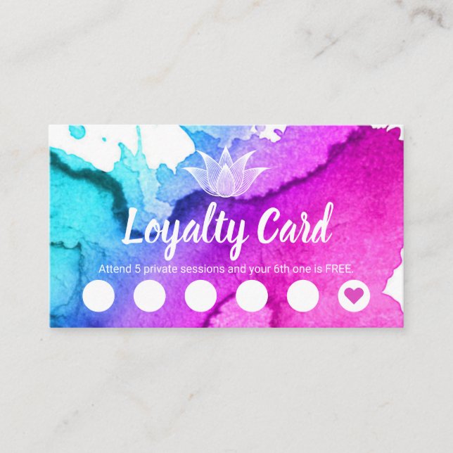 Loyalty Card | Yoga Instructor Lotus Watercolor (Front)