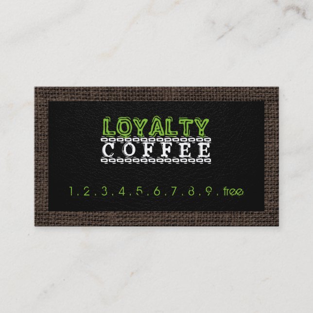 Loyalty Coffee Punch Burlap Border Card (Front)