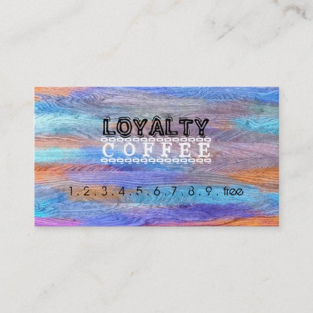 Loyalty Coffee Punch Colourful Modern Wood #15 Card (Front)