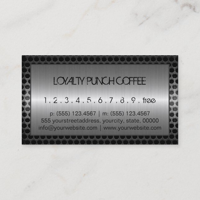 Loyalty Coffee Punch Modern Metal Card (Back)