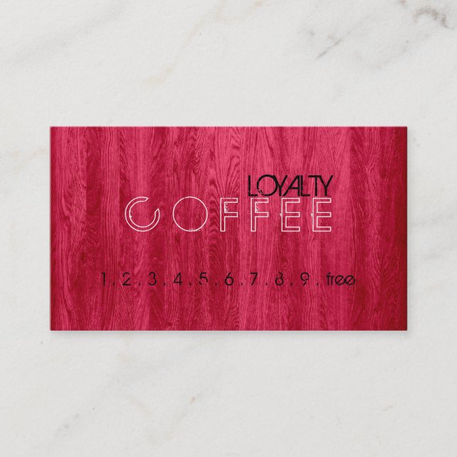 Loyalty Coffee Punch Modern Red Wood Grain Card (Front)