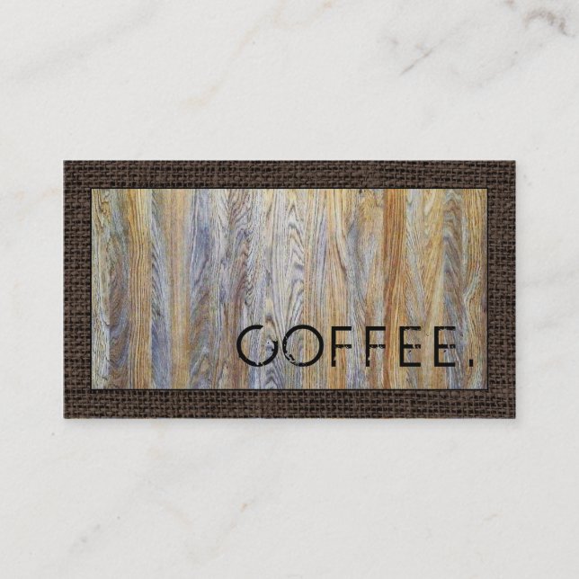 Loyalty Coffee Punch Wood Look Modern Burlap #12 Card (Front)