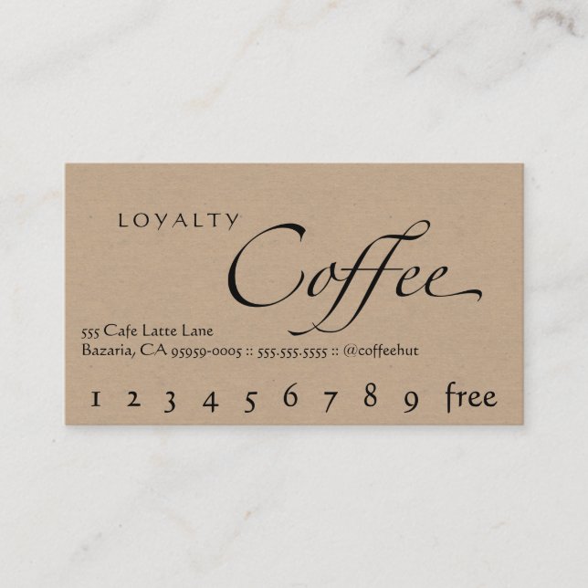 Loyalty Coffee Punchcard faux Craft Card (Front)