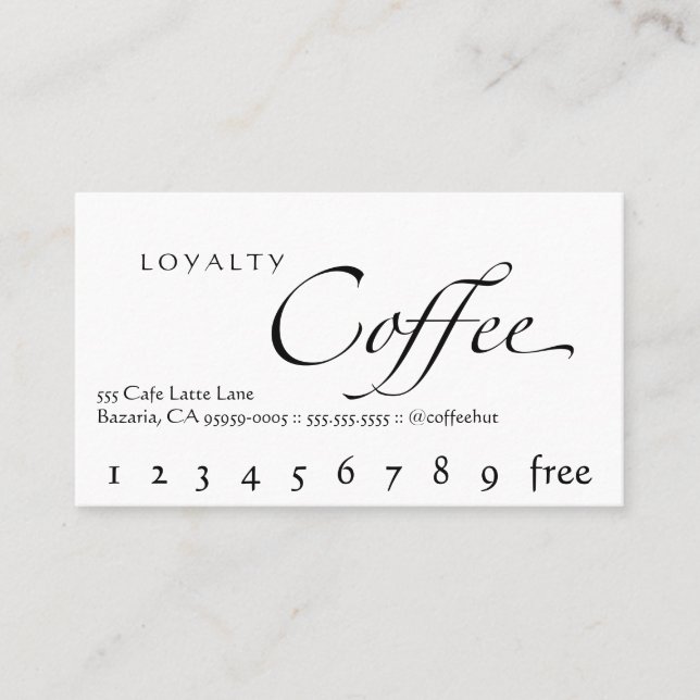 Loyalty Coffee Punchcard White With Black Text Card (Front)