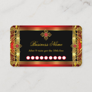 Loyalty Elegant Ornate Royal Red Jewel Black Gold Business Card