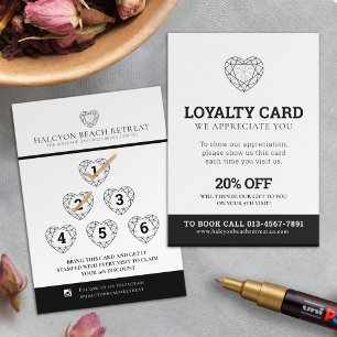 Loyalty love promotion 7th visit 20% black white business card