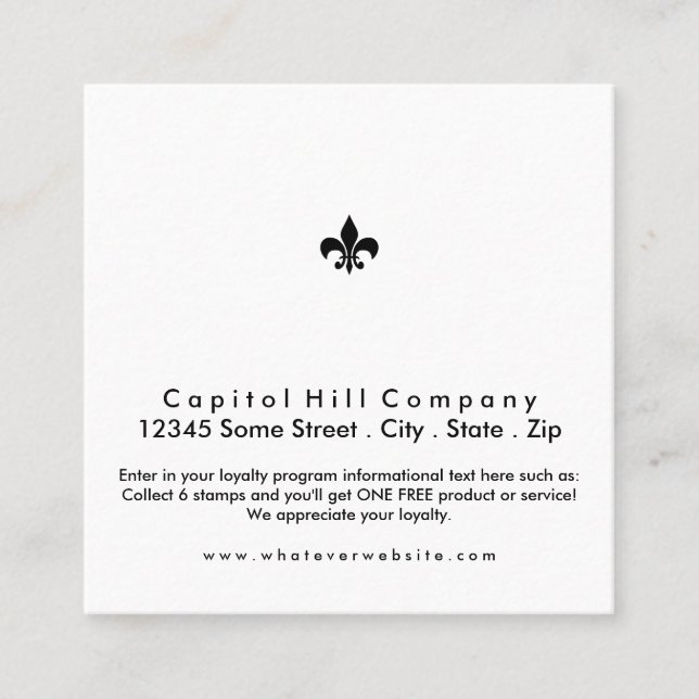 loyalty program fleur de lys square card (Front)