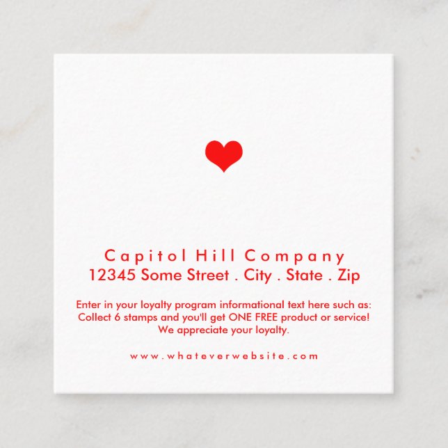 loyalty program heart square card (Front)