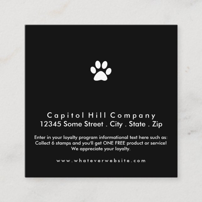 loyalty program pet paw square card (Front)