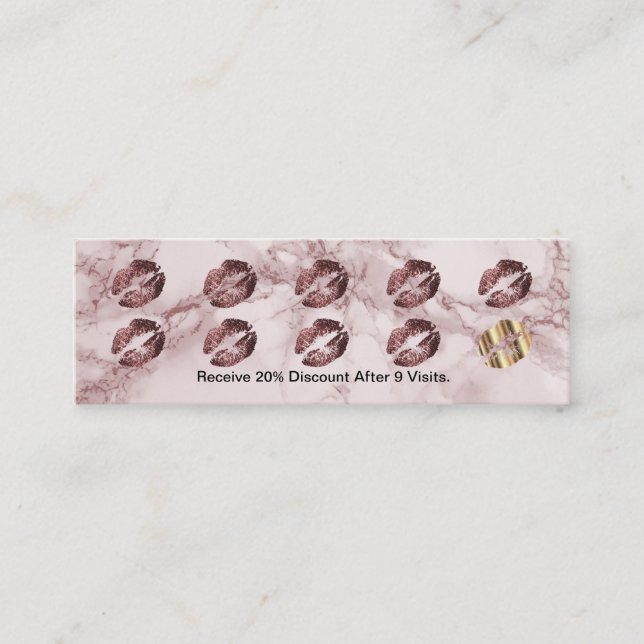 Loyalty Punch Card - Dark Rose Glitter and Marble (Front)