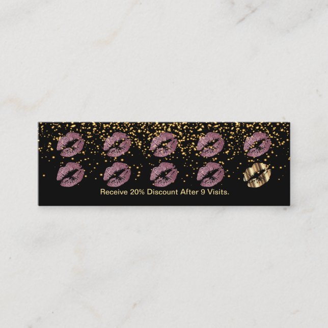 Loyalty Punch Card - Pink Rose Glitter and Gold 3 (Front)