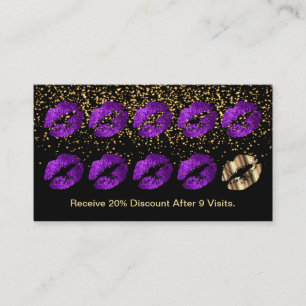 Loyalty Punch Card - Purple Glitter and Gold