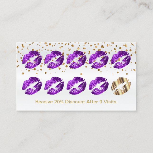 Loyalty Punch Card - Purple Glitter and Gold 2 (Front)