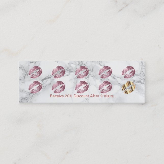 Loyalty Punch Card - Rose Glitter and Marble (Front)