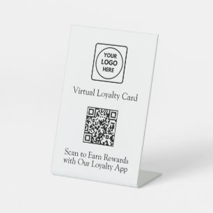 Loyalty QR Code Custom Business Logo Reward App Pedestal Sign