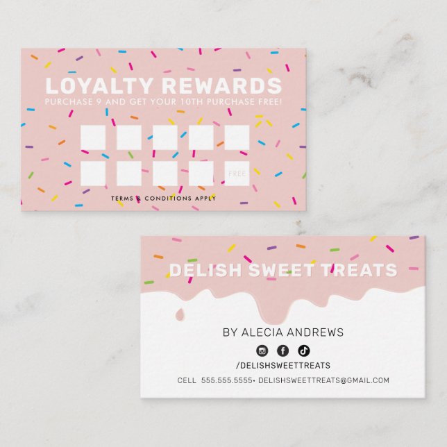 LOYALTY REWARDS frosting drip sprinkles blush Card (Front/Back)