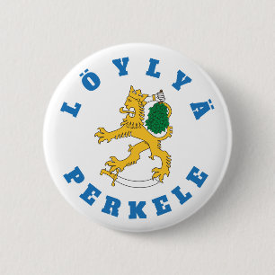 Löylyä perkele - Suomileijona saunoo - rintanapp 6 Cm Round Badge