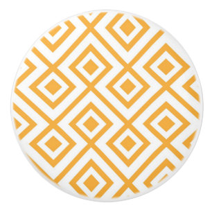 Lozenge shaped geometric pattern ceramic knob