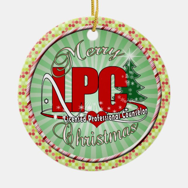 LPC CHRISTMAS  Licensed Professional Counsellor Ceramic Tree Decoration (Front)