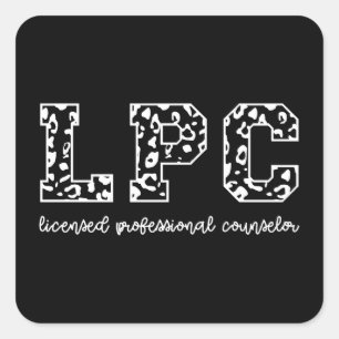 LPC Licensed Professional Counsellor Leopard Print Square Sticker