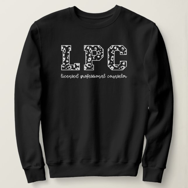 LPC Licensed Professional Counsellor Leopard Print Sweatshirt (Design Front)