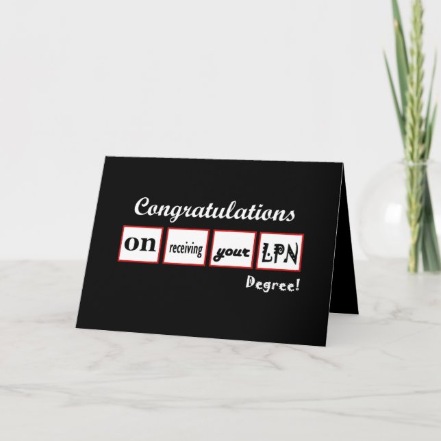 LPN Degree - CUSTOM NAME Congratulations - Card (Front)
