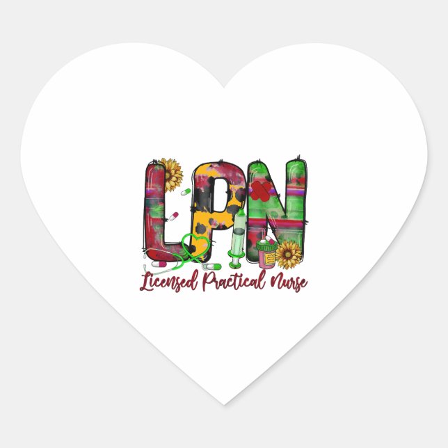 LPN Licensed Practical Nurse Heart Sticker (Front)
