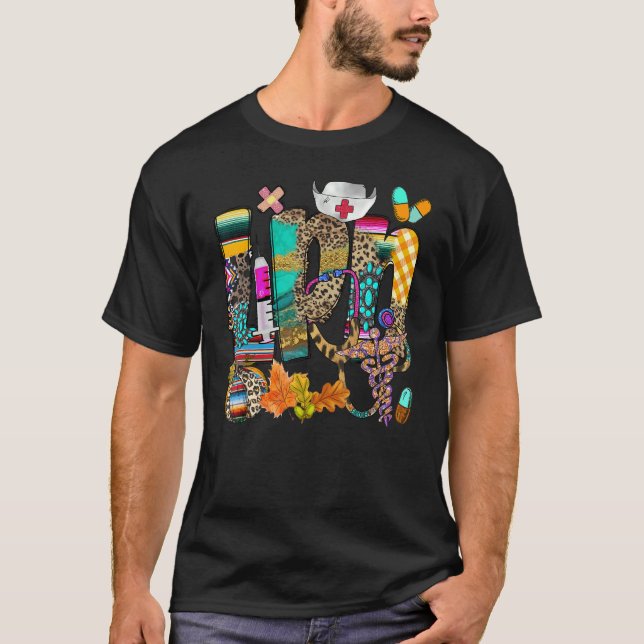 Lpn Licensed Practical Nurse Leopard Fall Autumn T-Shirt (Front)