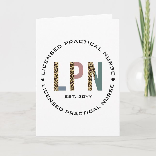 LPN Licensed Practical Nurse Leopard print Card (Front)