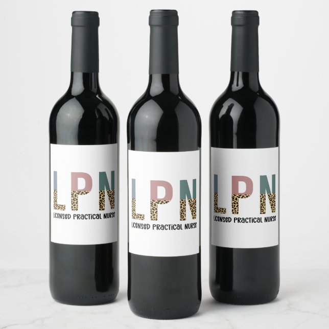 LPN Licensed Practical Nurse LPN Graduation Gift Wine Label (Bottles)